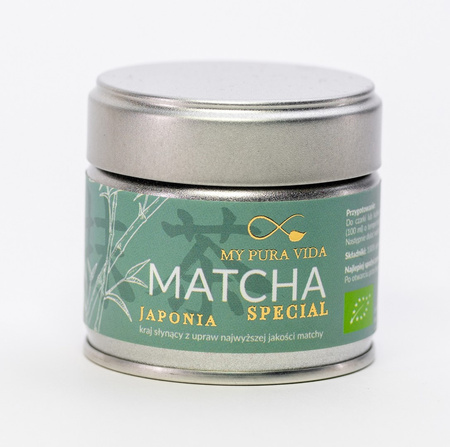 HERBATA ZIELONA MATCHA SPECIAL JAPOŃSKA BIO 30 g - MY PURA VIDA