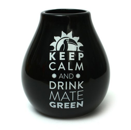 MATERO CERAMICZNE Z NAPISEM "KEEP CALM AND DRINK YERBA" 350 ml - ORGANIC MATE GREEN