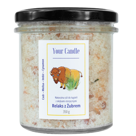 SÓL DO KĄPIELI NATURALNA Z OLEJKAMI ETERYCZNYMI RELAKS Z ŻUBREM 350 g - YOUR CANDLE