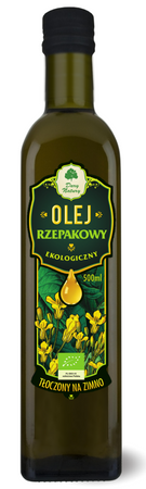 OLEJ RZEPAKOWY TŁOCZONY NA ZIMNO BIO 500 ml - DARY NATURY