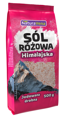 SÓL HIMALAJSKA RÓŻOWA DROBNO MIELONA JODOWANA 500 g - NATURAVENA