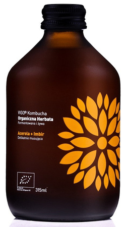 KOMBUCHA Z ACEROLĄ I IMBIREM BEZGLUTENOWA BIO 330 ml - VIGO