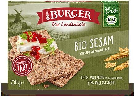 PIECZYWO CHRUPKIE ŻYTNIE RAZOWE Z SEZAMEM BIO 250 g - BURGER