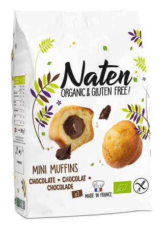 MINI MUFFINKI Z NADZIENIEM ORZECHOWO - KAKAOWYM BEZGLUTENOWE BIO 200 g - NATEN