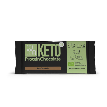 CZEKOLADA KETO PROTEINOWA O SMAKU SŁONEGO KARMELU BIO 40 g - COCOA