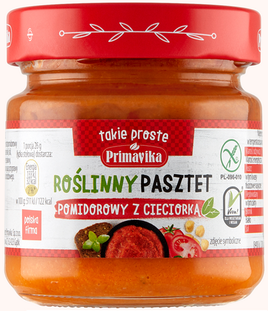 PASZTET POMIDOROWY Z CIECIORKĄ BEZGLUTENOWY 160 g - PRIMAVIKA