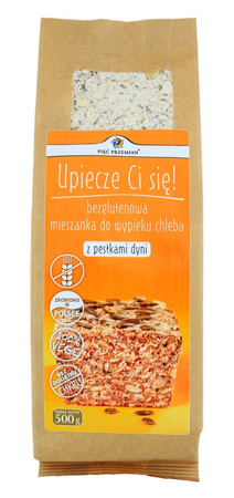 MIESZANKA DO WYPIEKU CHLEBA Z PESTKAMI DYNI BEZ DODATKU CUKRÓW BEZGLUTENOWA 500 g - PIĘĆ PRZEMIAN