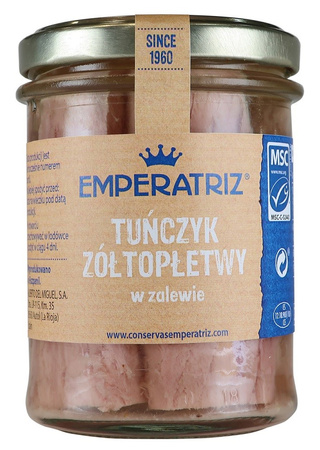 TUŃCZYK ŻÓŁTOPŁETWY FILETY MSC W SOSIE WŁASNYM 200 g (140 g) (SŁOIK) - EMPERATRIZ