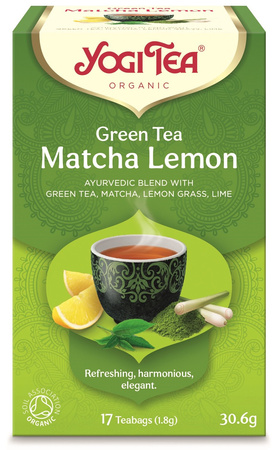 HERBATA ZIELONA Z CYTRYNĄ I MATCHĄ (GREEN TEA MATCHA LEMON) BIO (17 x 1,8 g) 30,6 g - YOGI TEA