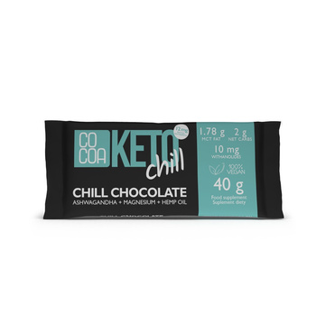 CZEKOLADA KETO CHILL Z MAGNEZEM, ASHWAGANDHĄ I OLEJEM KONOPNYM 40 g - COCOA