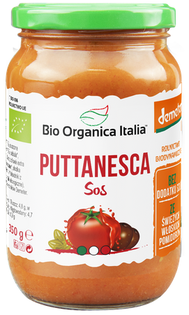 SOS POMIDOROWY Z OLIWKAMI I KAPARAMI PUTTANESCA DEMETER BIO 350 g - BIO ORGANICA ITALIA