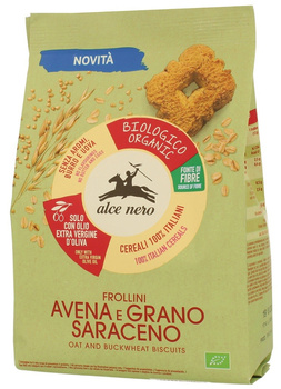 CIASTKA OWSIANO - GRYCZANE Z OLIWĄ Z OLIWEK EXTRA VIRGIN (14 %) BIO 250 g - ALCE NERO