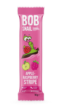 PRZEKĄSKA STRIPE JABŁKO - MALINA BEZ DODATKU CUKRU BEZGLUTENOWA 14 g - BOB SNAIL