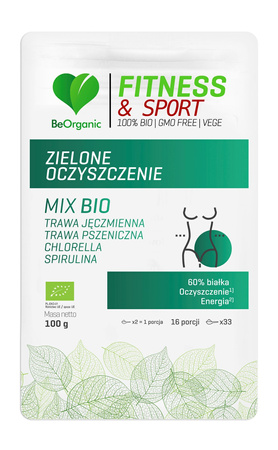 MIESZANKA ZIELONE OCZYSZCZENIE W PROSZKU BIO 100 g - BE ORGANIC (FITNESS & SPORT)