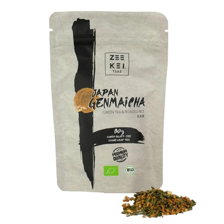 HERBATA GENMAICHA JAPOŃSKA - ZIELONA Z PRAŻONYM RYŻEM BIO 80 g - MATCHA MAGIC